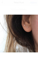 Load image into Gallery viewer, The Mini-Mini Me Pearl-Earrings 14K Yellow Gold pair | Hortense Jewelry - handmade artisan earrings, handmade designer earrings, ethically made gold earrings