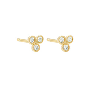 Clover Studs Single YG | Hortense Jewelry - yellow gold bridal earrings, designer bridal earrings, ethical gold earrings