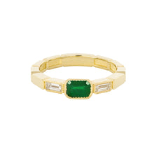 Load image into Gallery viewer, The Eternity Ring-Emerald+Diamonds | Hortense Jewelry - handmade gold wedding rings, handcrafted mens wedding bands, handmade gold wedding rings, designer gold wedding bands