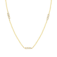 Load image into Gallery viewer, Tic Tac TRIO Necklace set with white or black diamonds 14K YG BLACK DIAMONDS 16&quot; | Hortense Jewelry - handmade designer necklaces, designer gold necklaces, designer bridal necklaces, delicate gold necklaces