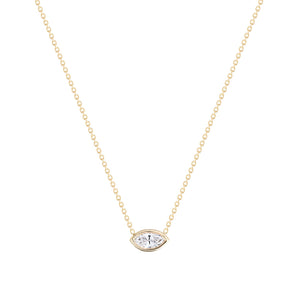 Marquise-necklace Set with marquise white sapphire14KYG 16" | Hortense Jewelry - handmade designer necklaces, designer gold necklaces, designer bridal necklaces, delicate gold necklaces