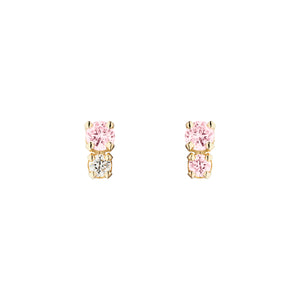 Double D White Diamond Stud Earrings
