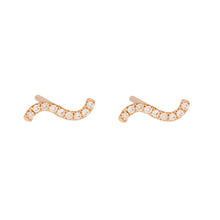 Load image into Gallery viewer, “Wave” All white diamonds-Earring SINGLE 14KYG | Hortense Jewelry - yellow gold bridal earrings, designer bridal earrings, ethical gold earrings