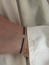 Load image into Gallery viewer, Hortense Fine Jewelry Link Cord Bracelet Black Solid Yellow Gold on Wrist