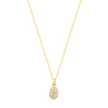 Load image into Gallery viewer, Sweet Egg Necklace with white diamonds 14K YG 16&quot; | Hortense Jewelry - handmade designer necklaces, designer gold necklaces, designer bridal necklaces, delicate gold necklaces