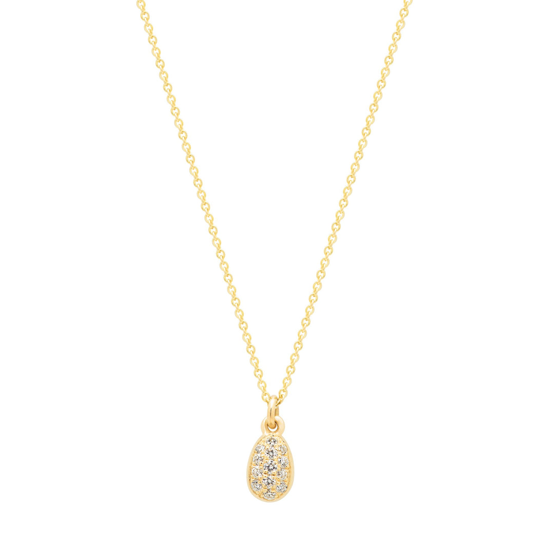 Sweet Egg Necklace with white diamonds 14K YG 16