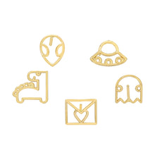 Load image into Gallery viewer, Alien, you&#39;ve got mail, croissant, packman, dinosaur charms earrings