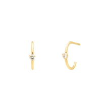 Load image into Gallery viewer, Sparkling Hoops SINGLE 14K YG | Hortense Jewelry - yellow gold bridal earrings, designer bridal earrings, ethical gold earrings