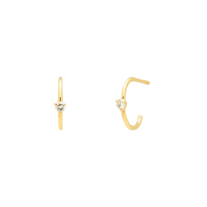 Sparkling Hoops SINGLE 14K YG | Hortense Jewelry - yellow gold bridal earrings, designer bridal earrings, ethical gold earrings