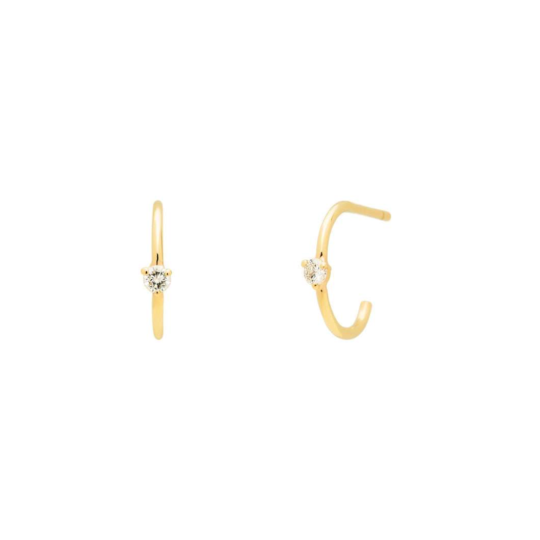 Sparkling Hoops SINGLE 14K YG | Hortense Jewelry - yellow gold bridal earrings, designer bridal earrings, ethical gold earrings