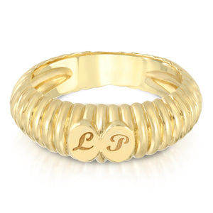 Double Signet Textured Egg Ring