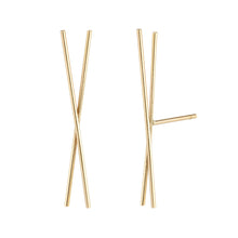 Load image into Gallery viewer, The Chopstick earrings 14KYG Single | Hortense Jewelry - yellow gold bridal earrings, designer bridal earrings, ethical gold earrings