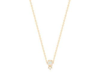“Petite Cherie” Opal-White Diamond-Necklace 14KYG 16" | Hortense Jewelry - handmade designer necklaces, designer gold necklaces, designer bridal necklaces, delicate gold necklaces