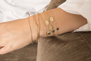 The Bubble Signet Bracelet with 2 diamonds | Hortense Jewelry - custom handmade bracelets, beautiful handmade bracelets, handmade bracelets and necklaces
