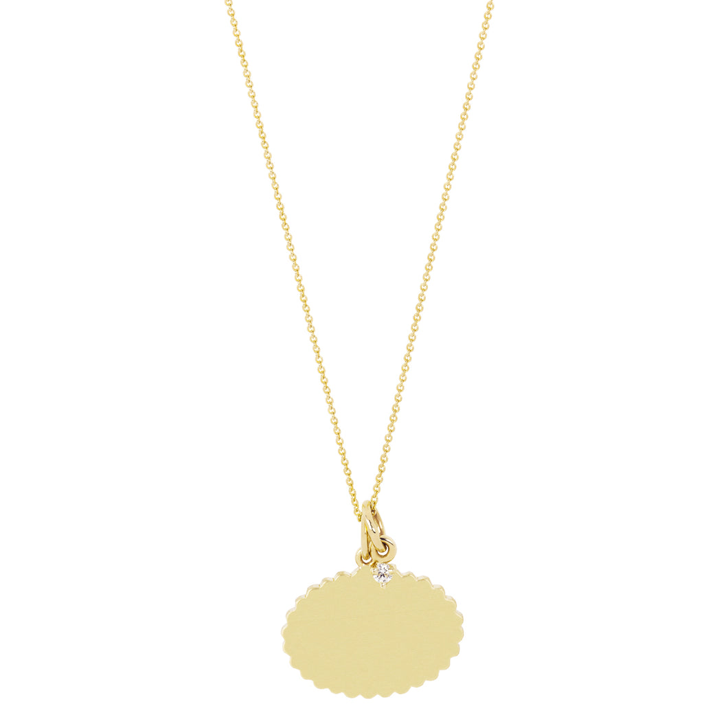 The Bubble Signet Necklace Customizable+1 Dangling Diamond | Hortense Jewelry - handmade designer necklaces, designer gold necklaces, designer bridal necklaces, delicate gold necklaces