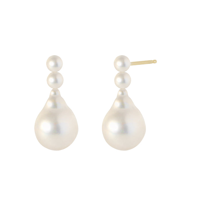 The Bianca earrings-Baroque Pearls | Hortense Jewelry - yellow gold bridal earrings, designer bridal earrings, ethical gold earrings