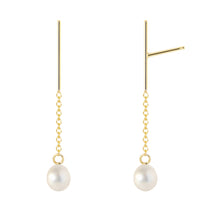Load image into Gallery viewer, The Little Dancers-Earrings/Classic white cultures pearls | Hortense Jewelry - yellow gold bridal earrings, designer bridal earrings, ethical gold earrings