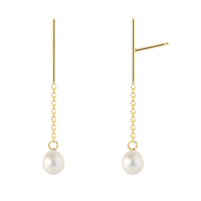 The Little Dancers-Earrings/Classic white cultures pearls | Hortense Jewelry - yellow gold bridal earrings, designer bridal earrings, ethical gold earrings