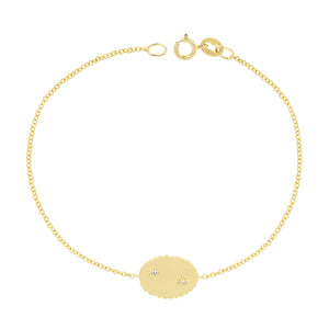The Bubble Signet Bracelet with 2 diamonds | Hortense Jewelry - handcrafted beaded bracelets, handcrafted gold bracelets, handmade pearl bracelets, delicate handmade bracelets