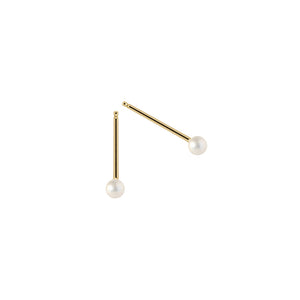 The Mini-Mini Me Pearl-Earrings 14K Yellow Gold pair | Hortense Jewelry - yellow gold bridal earrings, designer bridal earrings, ethical gold earrings