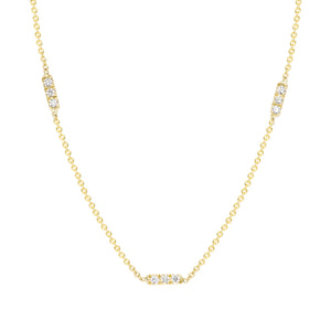 Tic Tac TRIO Necklace set with white or black diamonds 14K YG BLACK DIAMONDS 16" | Hortense Jewelry - handmade designer necklaces, designer gold necklaces, designer bridal necklaces, delicate gold necklaces