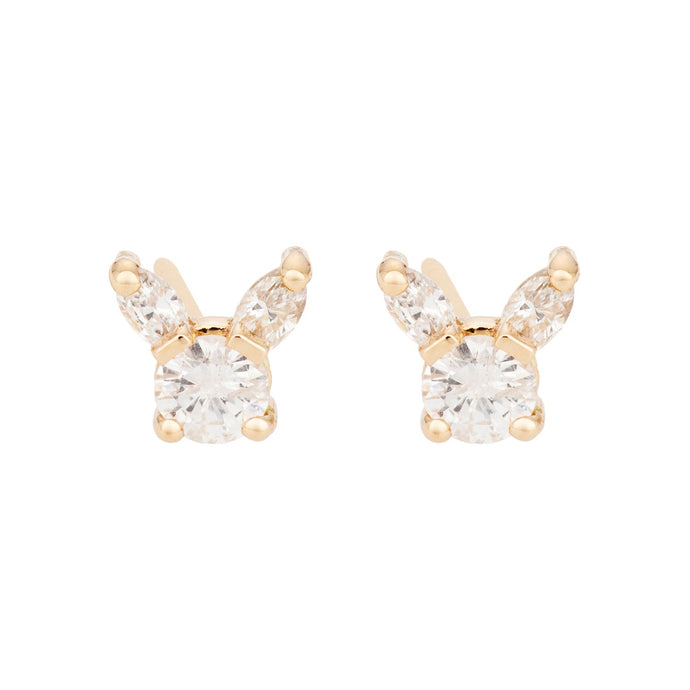 “Kitty” All diamonds -Earring SINGLE 14KYG | Hortense Jewelry - yellow gold bridal earrings, designer bridal earrings, ethical gold earrings