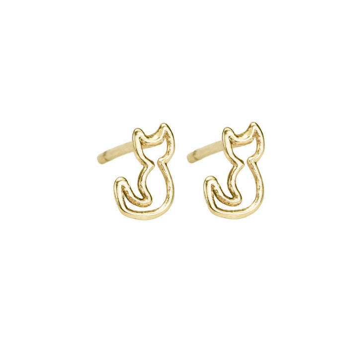 Sweet Purrrr SINGLE STUD 14K yellow gold | Hortense Jewelry - yellow gold bridal earrings, designer bridal earrings, ethical gold earrings