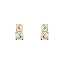 Load image into Gallery viewer, Double D all White | Hortense Jewelry - yellow gold bridal earrings, designer bridal earrings, ethical gold earrings