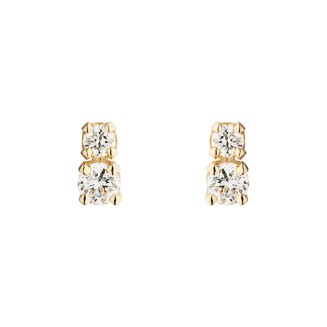 Double D all White | Hortense Jewelry - yellow gold bridal earrings, designer bridal earrings, ethical gold earrings