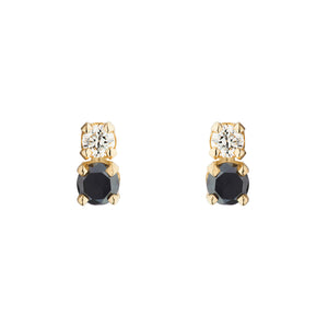 Double D Black and White Diamond Errings | Hortense Jewelry - yellow gold bridal earrings, designer bridal earrings, ethical gold earrings