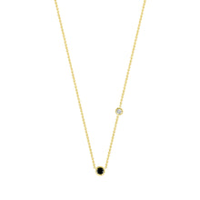 Load image into Gallery viewer, Double Flirty-black and white diamond | Hortense Jewelry - handmade designer necklaces, designer gold necklaces, designer bridal necklaces, delicate gold necklaces
