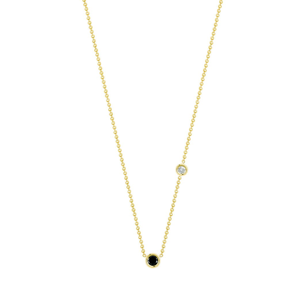 Double Flirty-black and white diamond | Hortense Jewelry - handmade designer necklaces, designer gold necklaces, designer bridal necklaces, delicate gold necklaces