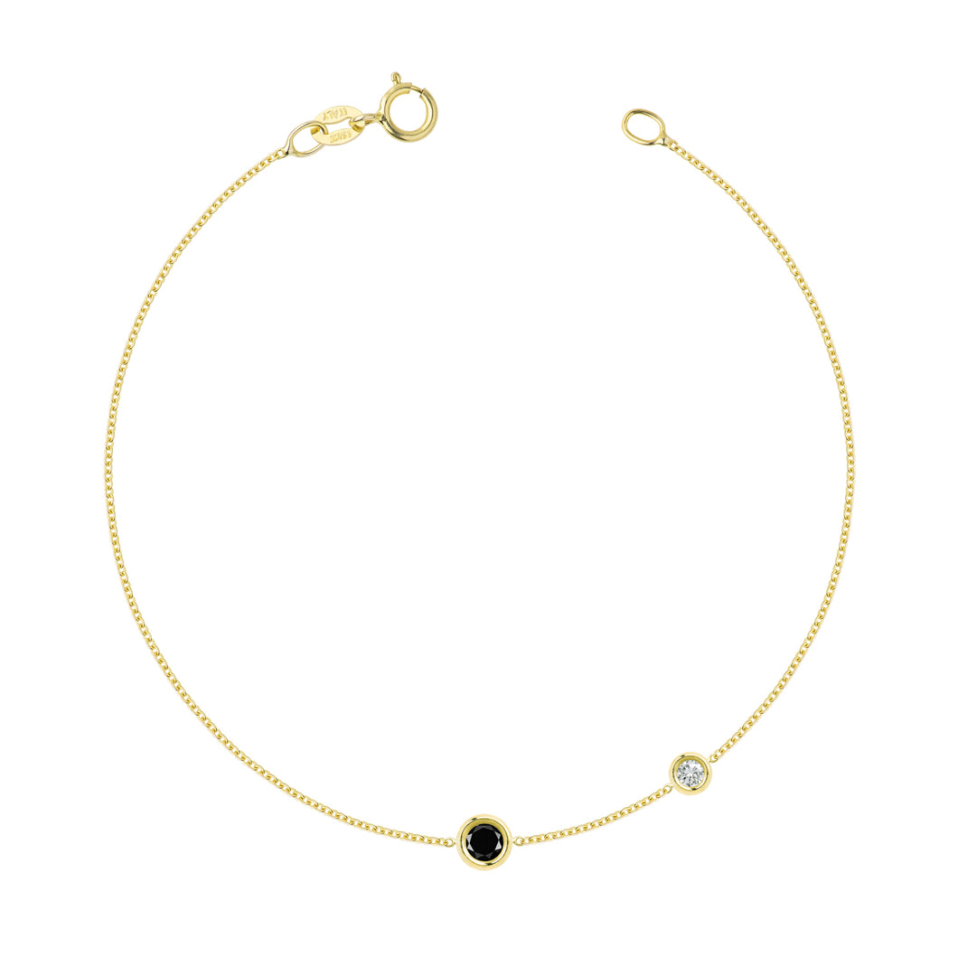 Bracelet Double Flirty Black and White diamond | Hortense Jewelry - handcrafted beaded bracelets, handcrafted gold bracelets, handmade pearl bracelets, delicate handmade bracelets