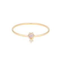 Load image into Gallery viewer, “Petite Cherie DUO” Opal-White Diamond ring 14KYG SIZE 4.5 | Hortense Jewelry - ethical diamond rings, delicate designer rings, designer gold rings