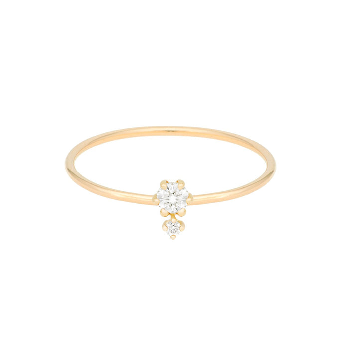 “Petite Cherie DUO” white diamond ring 14KYG SIZE 4.5 | Hortense Jewelry - ethical diamond rings, delicate designer rings, designer gold rings