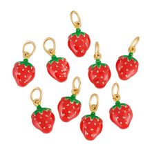 Load image into Gallery viewer, Strawberry Charm Hoop Earrings