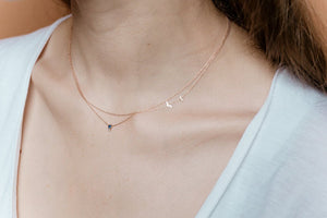 “Petite Cherie”-Deep blue diamond cut sapphire+white diamond-Necklace | Hortense Jewelry - beautiful handcrafted necklaces, unique handmade necklaces, handcrafted necklaces and pendants