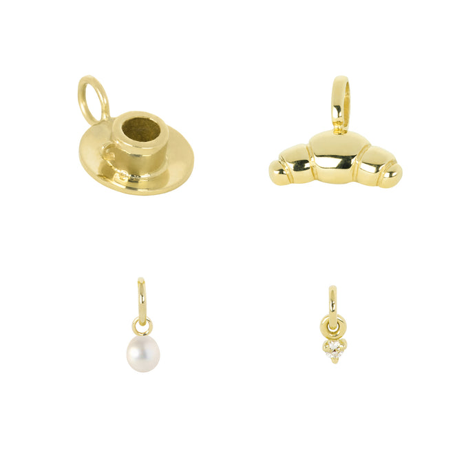 Breakfast in Paris-Charms | Hortense Jewelry - handmade designer necklaces, designer gold necklaces, designer bridal necklaces, delicate gold necklaces