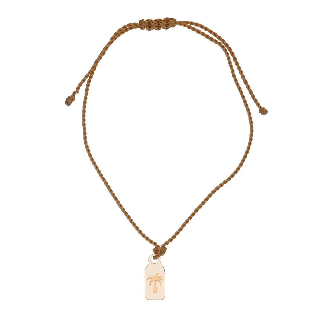 Tag-Palm Tree cord bracelet Nylon cord Brown | Hortense Jewelry - handcrafted beaded bracelets, handcrafted gold bracelets, handmade pearl bracelets, delicate handmade bracelets