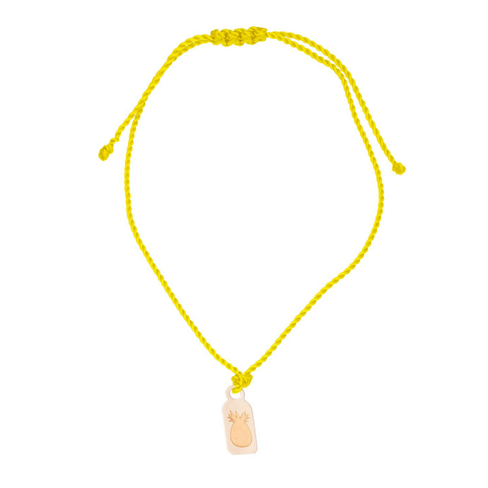 Tag-Pineapple cord bracelet Nylon cord yellow | Hortense Jewelry - handcrafted beaded bracelets, handcrafted gold bracelets, handmade pearl bracelets, delicate handmade bracelets