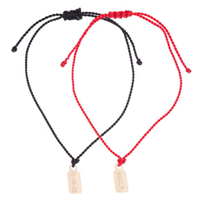 Tag-cord bracelet Red cord YG | Hortense Jewelry - handcrafted beaded bracelets, handcrafted gold bracelets, handmade pearl bracelets, delicate handmade bracelets