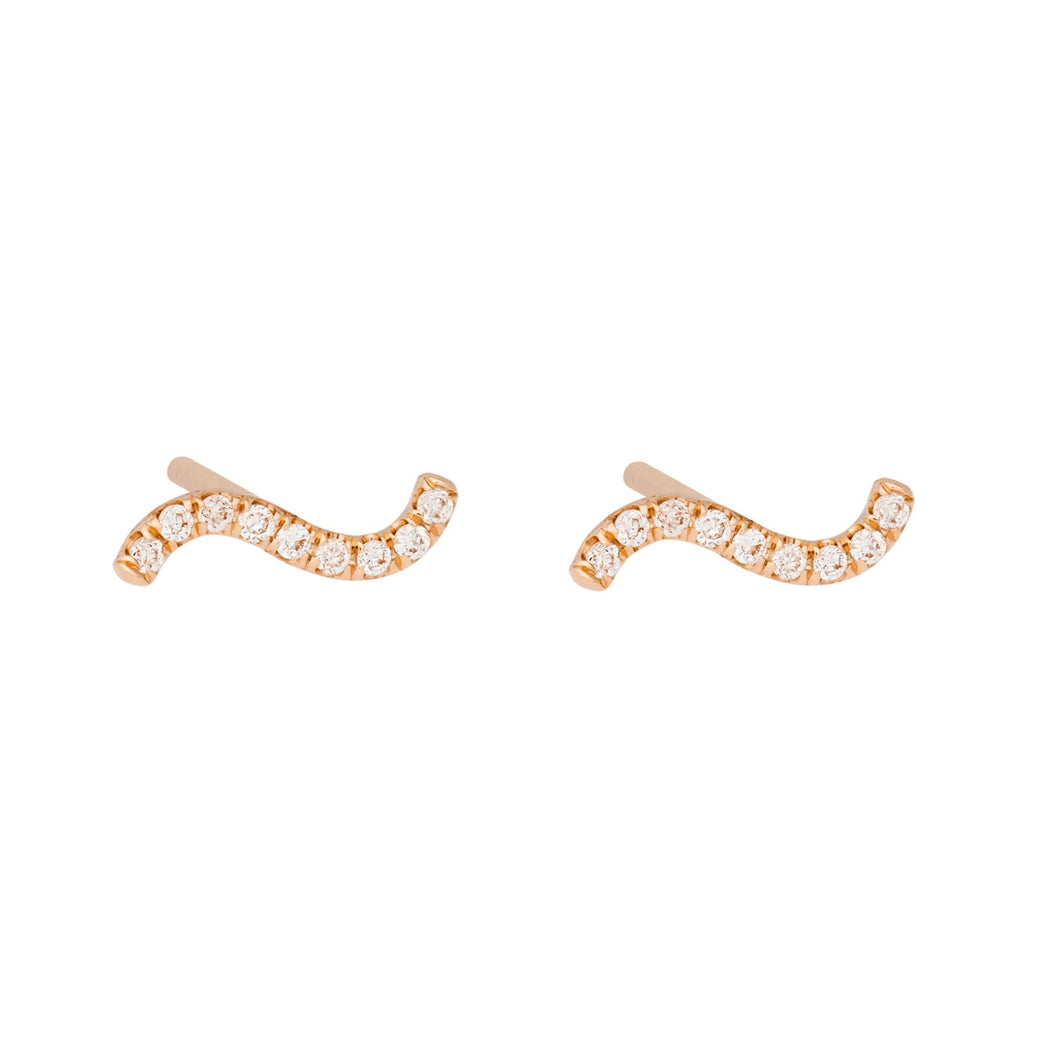 “Wave” All white diamonds-Earring SINGLE 14KYG | Hortense Jewelry - yellow gold bridal earrings, designer bridal earrings, ethical gold earrings