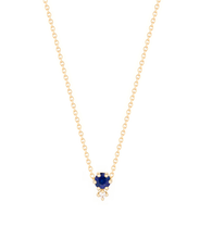 Load image into Gallery viewer, “Petite Cherie”-Deep blue diamond cut sapphire+white diamond-Necklace 14KYG 16&quot; | Hortense Jewelry - handmade designer necklaces, designer gold necklaces, designer bridal necklaces, delicate gold necklaces
