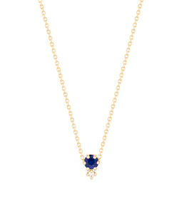 “Petite Cherie”-Deep blue diamond cut sapphire+white diamond-Necklace 14KYG 16" | Hortense Jewelry - handmade designer necklaces, designer gold necklaces, designer bridal necklaces, delicate gold necklaces