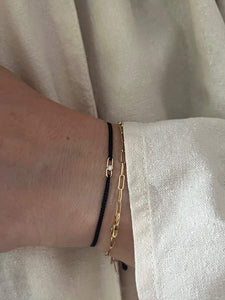 Hortense Fine Jewelry Link Cord Bracelet Black Solid Yellow Gold on Wrist