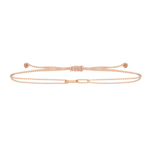 Hortense Fine Jewelry Link Together Cord Bracelet Baby Pink Solid Yellow Gold