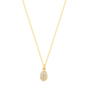 Sweet Egg Necklace with white diamonds 14K YG 16" | Hortense Jewelry - handmade designer necklaces, designer gold necklaces, designer bridal necklaces, delicate gold necklaces