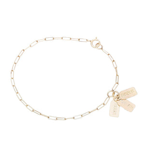 Triple Tag Bracelet-Best Seller since 2015 14KYG Size 6" | Hortense Jewelry - handcrafted beaded bracelets, handcrafted gold bracelets, handmade pearl bracelets, delicate handmade bracelets